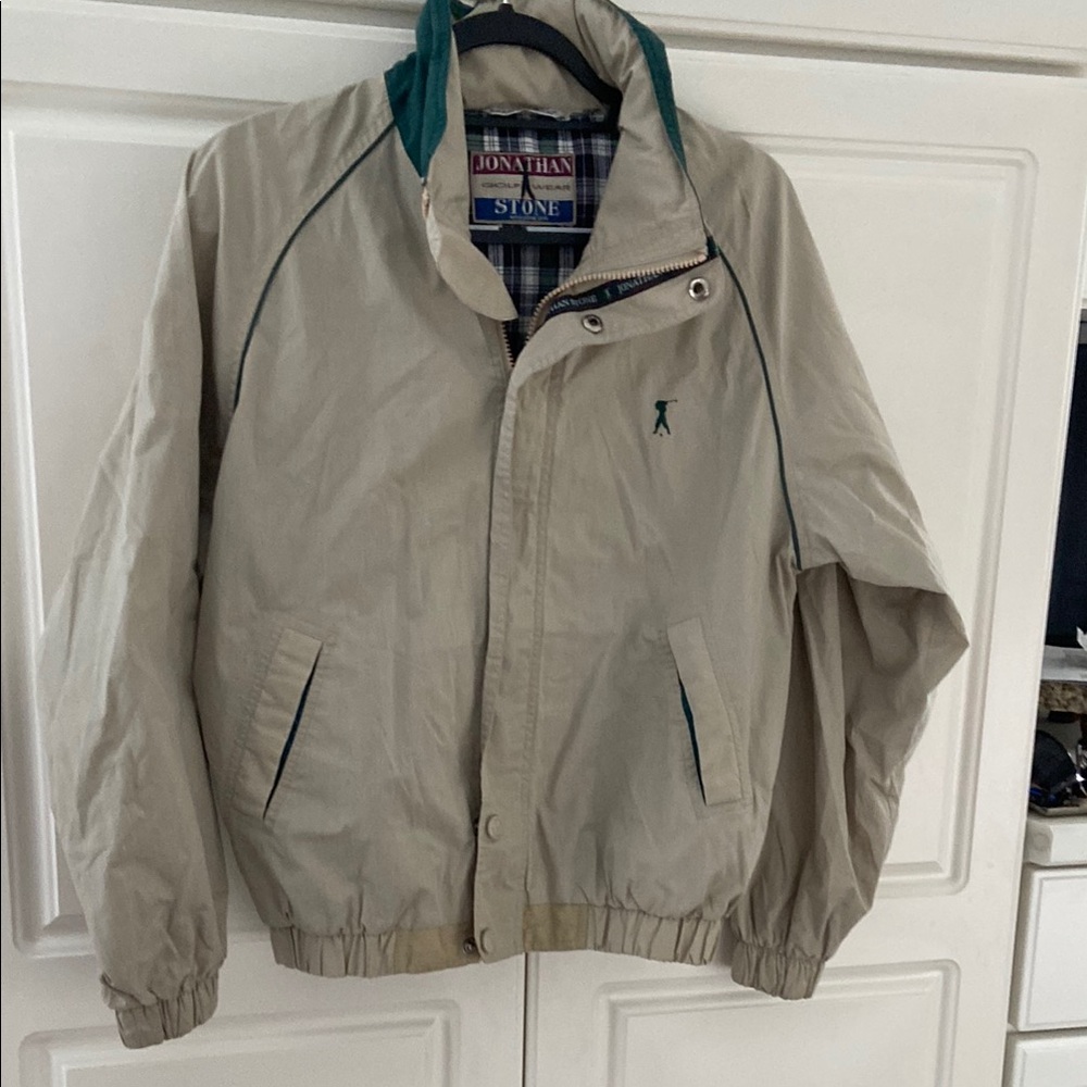 Jonathan Stone golfwear Tan Windbreaker with Ribbed Collar